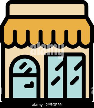 Small storefront with awning and signage, Vector Stock Vector Image ...