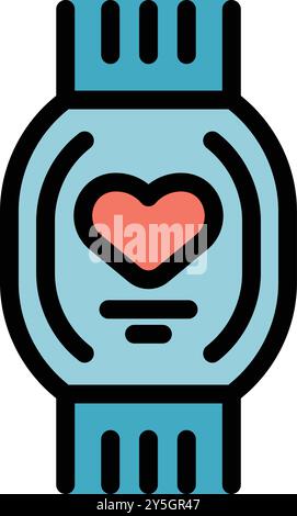 Smartwatch displaying a heart rate icon, symbolizing its health monitoring capabilities Stock Vector