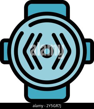 Smartwatch showing wireless signal icon on screen, indicating a strong and stable connection Stock Vector