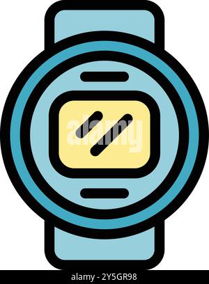 Blue smartwatch with big screen showing modern user interface, isolated on white background Stock Vector