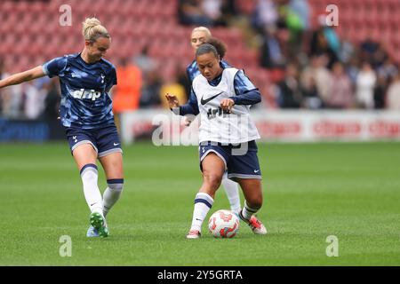 London, UK. 22nd Sep, 2024. Drew Spence of Spurs Women warms up during the Women's Super League match between Tottenham Hotspur Women and Crystal Palace Women at the Brisbane Road, London, England on 22 September 2024. Photo by Ken Sparks. Editorial use only, license required for commercial use. No use in betting, games or a single club/league/player publications. Credit: UK Sports Pics Ltd/Alamy Live News Stock Photo