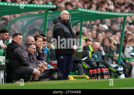 Falkirk manager John McGlynn on the touchline during the Premier Sports Cup, quarter-final match at Celtic Park, Glasgow. Picture date: Sunday September 22, 2024. Stock Photo