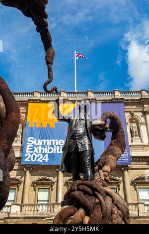 A banner for the Royal Academy of Arts, Summer Exhibition 2024, London, England, UK Stock Photo