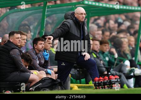 Falkirk manager John McGlynn on the touchline during the Premier Sports Cup, quarter-final match at Celtic Park, Glasgow. Picture date: Sunday September 22, 2024. Stock Photo