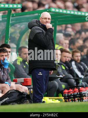 Falkirk manager John McGlynn on the touchline during the Premier Sports Cup, quarter-final match at Celtic Park, Glasgow. Picture date: Sunday September 22, 2024. Stock Photo