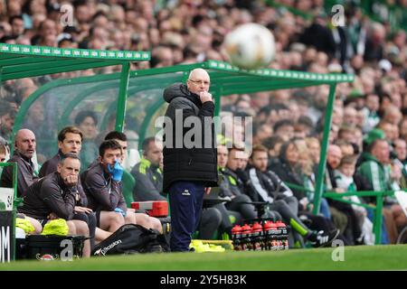 Falkirk manager John McGlynn on the touchline during the Premier Sports Cup, quarter-final match at Celtic Park, Glasgow. Picture date: Sunday September 22, 2024. Stock Photo