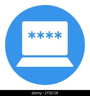 Laptop with password notification and lock vector icon. User authorization note symbol. Internet protection alert. Security sign. Graph symbol for you Stock Vector