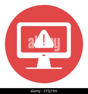 Computer warning vector icon. Simple digital system error. Security sign. Graph symbol for your web site design, logo, app, UI Stock Vector