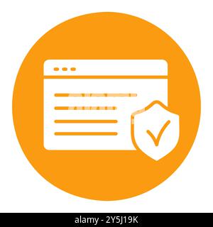Internet safety vector icon. Web page with protection shield. Security sign. Graph symbol for your web site design, logo, app, UI Stock Vector