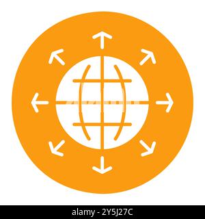 Arrows outside from globe vector icon. Global communication filled symbol. Security sign. Graph symbol for your web site design, logo, app, UI Stock Vector