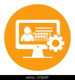 User customize settings on monitor vector icon. User interface customization, programming. Concept of creating, setting personal pages and repairing. Stock Vector