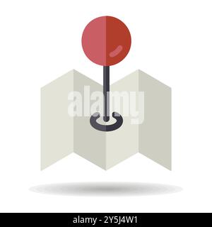 Map with pin, geo locate, pointer vector icon. Navigation sign. Graph symbol for travel and tourism web site and apps design, logo, app, UI Stock Vector