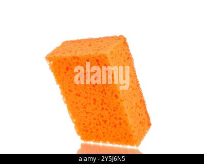 One kitchen sponge, macro, isolated on white background Stock Photo - Alamy