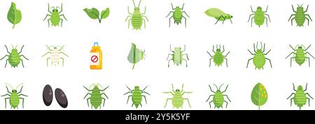Aphid icons set in flat style isolated on a white background for apps and websites Stock Vector