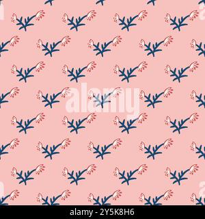 Flowers seamless pattern. Simple floral repeat background. Vector hand drawn flat illustration. Stock Vector