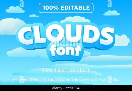Editable text effect. Clouds font, Flash sale template. Retro style. Vector Stock Vector