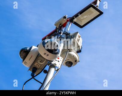 Voronezh, Russia - September 03, 2023: Mobile video surveillance system on a telescopic rod Stock Photo
