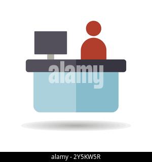 Hotel reception service vector isolated icon. Graph symbol for travel and tourism web site and apps design, logo, app, UI Stock Vector
