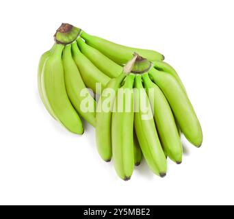 Fresh ripe green bananas isolated on white Stock Photo