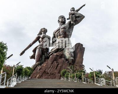 African Renaissance Monument in Dakar, Senegal - Landscape Shot Stock Photo