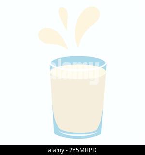 Milk in a glass. Milk splashes. Vector illustration. Stock Vector