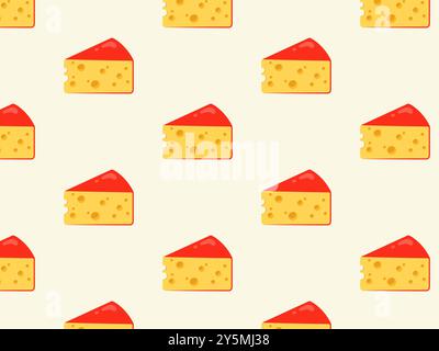 Seamless cheese pattern. Illustration of yellow cheese slices. Vector illustration in flat style. Stock Vector