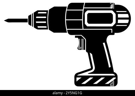 drill silhouette vector on white background Stock Vector