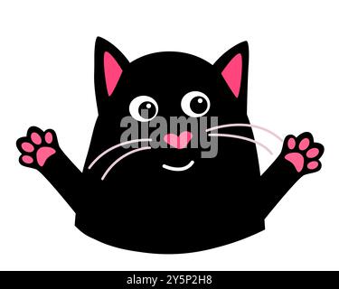 Happy Cute cat is sitting. Mouse, Vector illustration in a flat style. Stock Vector