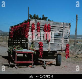 Chile Peppers on wagon Stock Photo