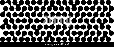 Circuit scheme. Metaballs pattern. Liquid drops, organic blobs or morph shapes background. Neurons or molecules net isolated on white background. Trendy abstract print. Vector graphic illustration. Stock Vector