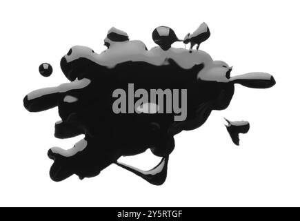 Blot of black printer ink isolated on white, top view Stock Photo