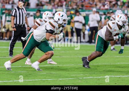 Miami Defensive Lineman Tyler Baron (9) Warms Up Before The Pop Tarts 