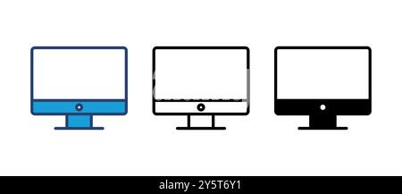 Computer icon vector. computer monitor icon vector. Stock Vector