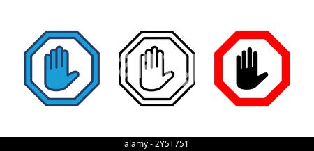 Stop icon vector. stop road sign. hand stop icon vector Stock Vector