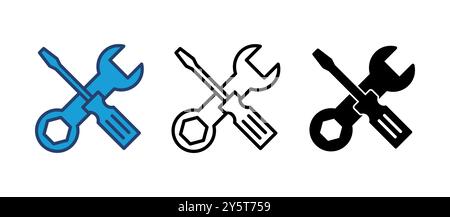 Repair tools icon vector. tool icon vector. setting icon vector. Wrench and screwdriver. support, Service Stock Vector