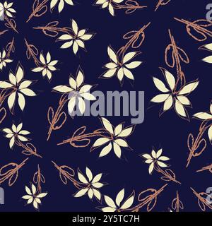 A cloth pattern of handdrawing style of Floral brush strokes seamless pattern design Stock Vector