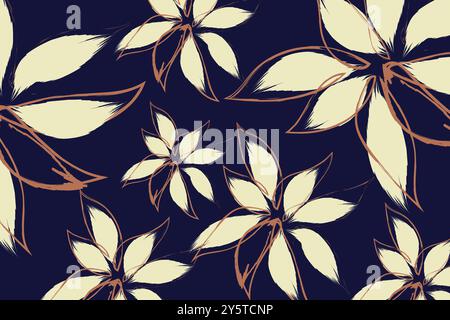 A hand drawing summer clothes flower abstract pattern vector, the art textile design pattern seamless repeats,watercolor effect,colors print digital Stock Vector
