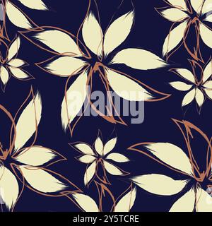 A flowers handrawing patterns in Vector illustration. and Abstract floral seamless pattern. Colorful botanical print design Stock Vector