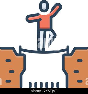 Icon for courage, tightrope Stock Vector