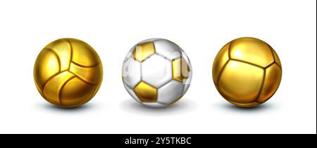3d realistic golden Soccer ball. Gold Football ball. Vector ...