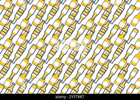 Repeating pattern of beer bottles in a modern vector design. Perfect for bar, pub, or celebration-themed products with a fun, minimalist, and geometri Stock Vector