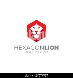 Hexagon Lion Logo Design Vector Stock Vector