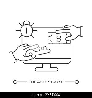 Online transaction vulnerability linear icon Stock Vector