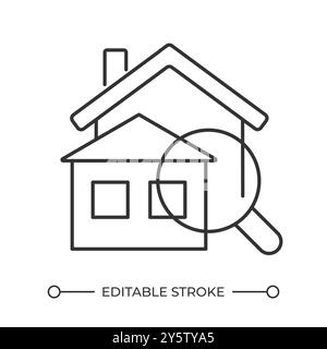 Searching for house linear icon Stock Vector