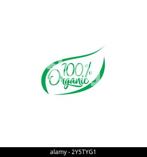 100 Percent Organic Food Logo Vector. Nature Product Stock Vector Image ...