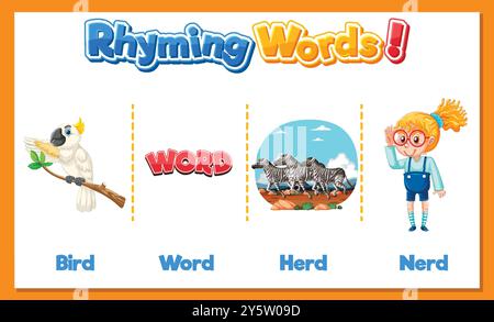Illustration of words that rhyme Stock Vector