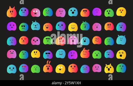 Colorful cute doodle monsters set Stock Vector