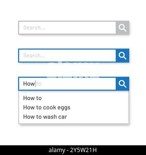 Outline search bar set for website Stock Vector