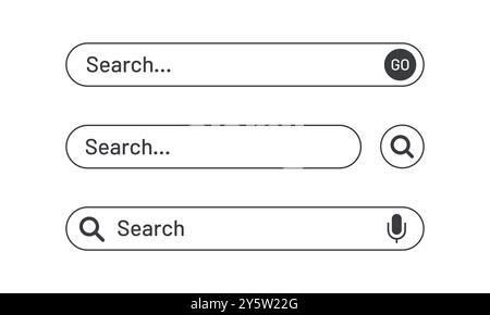 Outline search bar set for website Stock Vector