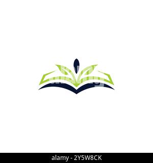 Leaf Book Logo Design for Education Stock Vector